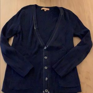Ellen Tracy Navy Ribbed Cardigan Sweater